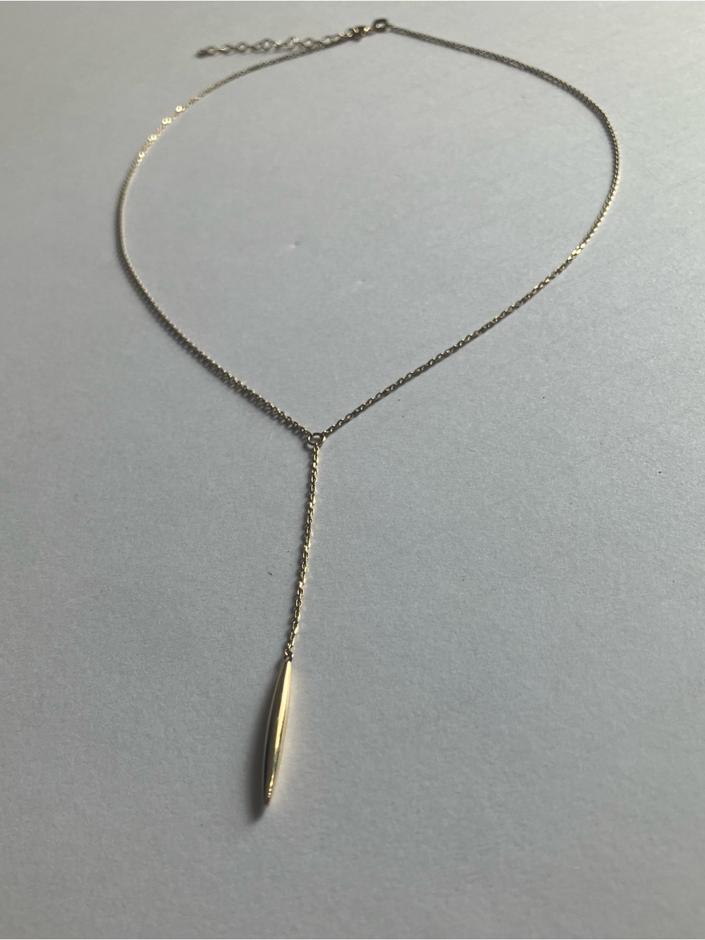 Solid 14k Gold Y-Drop Lariat Pendant Necklace